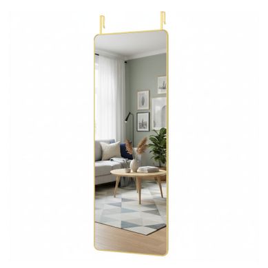 Miroir Suspendu Rectangulaire, 120 X 40 Cm, Cadre En Alliage D'aluminium, Verre Trempé, Doré Miroir Suspendu Rectangulaire, 120 X 40 Cm, Cadre En Alliage D'aluminium, Verre Trempé, Doré