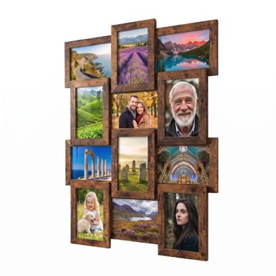 Cadre Photo 4x6, Lot De 12, Pour Décoration Murale, Marron