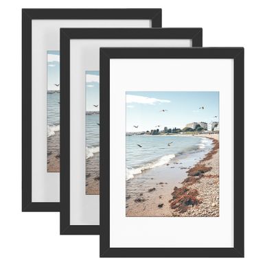 Lot De 3 Cadres Photo A4 En Pvc Et Mdf Pour Décoration, Noir