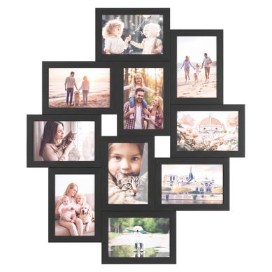 Cadre Photo Multiple, Pêle-mêle Mural Pour 10 Photos, Noir