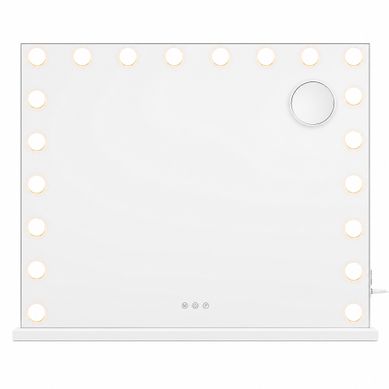 Grand Miroir De Maquillage Avec 20 Ampoules LED, 3 Couleurs, Miroir Grossissant 10x, Blanc