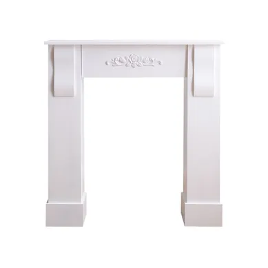 Cadre Cheminée Décoratif Florale Bois Blanc Rustique 92x93x22,5 Cadre Cheminée Décoratif Florale Bois Blanc Rustique 92x93x22,5