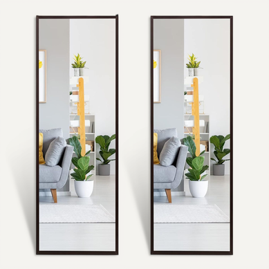 Miroir À Suspendre Sur Porte Avec Crochets  36,5 X 107 Cm (brun)