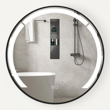 Miroir Salle De Bain Avec Eclairage D. 60 Cm, Miroir Mural Rond Antibuée, 3 Couleurs De Lumière