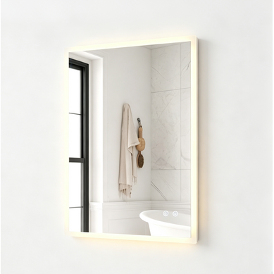 Miroir Salle De Bain Rectangulaire 70x50cm Avec éclairage 3 Couleurs Réglable, Antibuée, Tactile