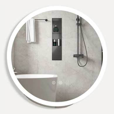 Miroir Salle De Bain Avec Eclairage, Miroir Mural Rond Antibuée (ø 60 Cm,style 2)