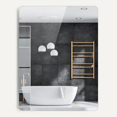 Miroir Salle De Bain Avec Eclairage, Miroir Mural Rectangulaire Antibuée (80x60 Cm,style 2)