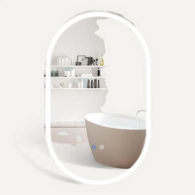 Miroir Salle De Bain Avec Eclairage, Miroir Mural Ovale Antibuée (90 X 55 Cm,style 3)