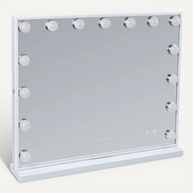 VANITII Grand Miroir Coiffeuse LED avec Bluetooth 3 couleurs Blanc 58 x 46 cm