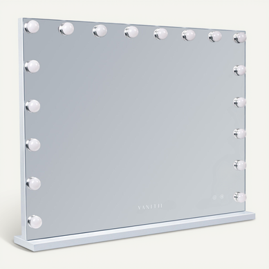 VANITII Grand Miroir Coiffeuse LED avec Bluetooth 3 couleurs Blanc 80 x 58 cm