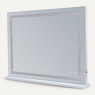 Miroir De Maquillage Hollywood Bluetooth Avec Bande Lumineuse En Cristal 80x58 Cm