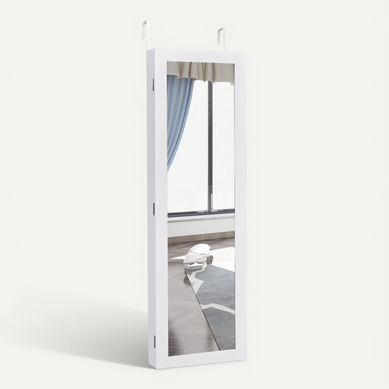 Armoire À Bijoux Murale Meuble À Bijoux Suspendue Accrochée À La Porte Blanche 31,5 X 8,5 X 110 Cm H