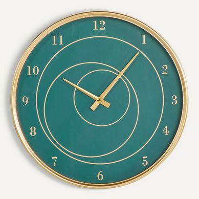Horloge Ø 40 cm ADDA doré et vert vue de face