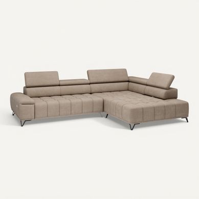 Canapé d'angle droit relax PALLADIO tissu eden beige vue 3/4