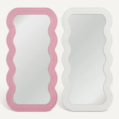 Miroir vague 60x30 cm JOSIE Blanc ou rose vue de face