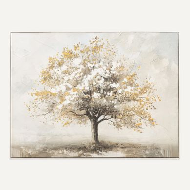 Toile 92x122 cm ARBRE DE VIE Blanc vue de face
