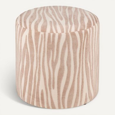 Petit tabouret pouf en velours taupe cotelé et pied en bois BOGOTA - Decome Store