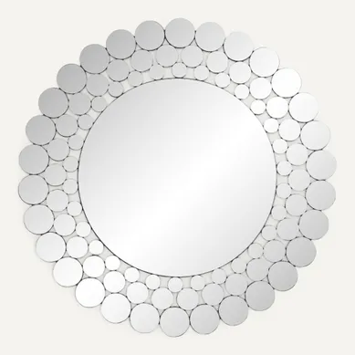 Miroir rond biseau D. 80 cm RHEA Argenté vue de face