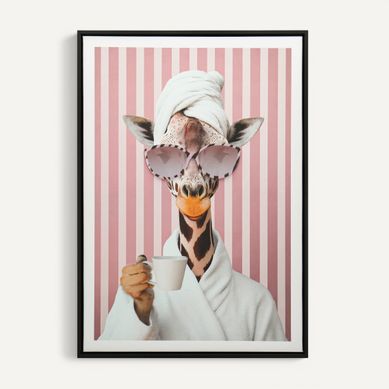 Tableau girafe 50x70 cm ADRIANA Rose vue de face