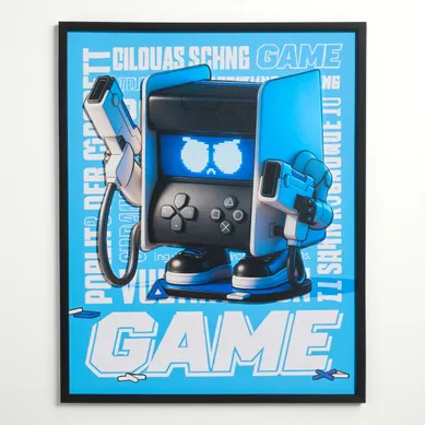 Tableau 40x50 cm GAMING Bleu Tableau 40x50 cm GAMING Bleu vue de face