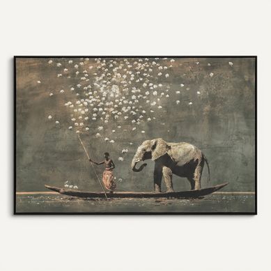 Tableau éléphant 120x80 cm LAGOS Gris vue de face