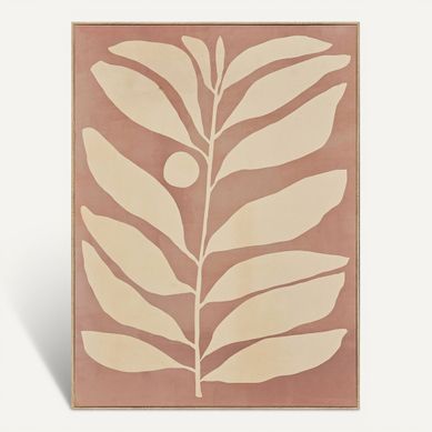 Tableau feuille 58x78 cm ARWEN Beige vue de face