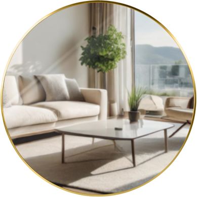 Miroir Mural Rond En Métal Doré Diamètre 80 Cm 10_0008352
