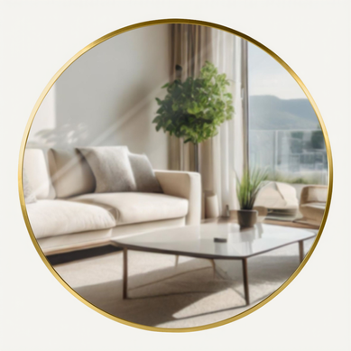 Miroir Mural Rond En Métal Doré Diamètre 60 Cm 10_0008417