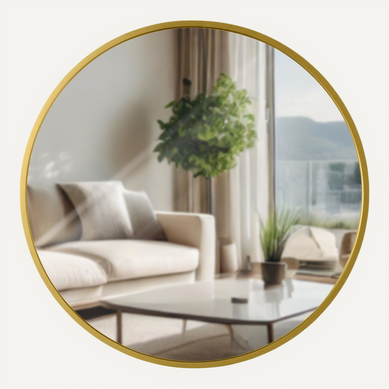Miroir Mural Rond En Métal Doré Diamètre 45 Cm 10_0008598