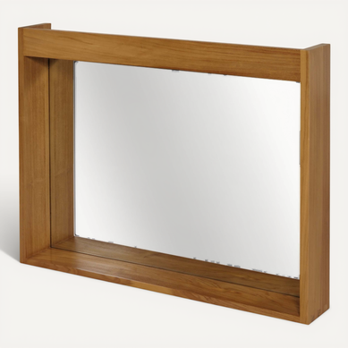 Miroir De Salle De Bain Avec Cadre En Bois Teck Massif 77x100 Cm Grande Longévité Et Excellente Ré
