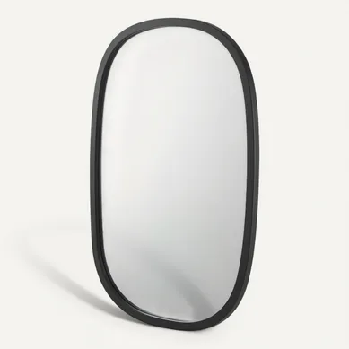 Miroir Mural Ovale 70 X 50 Cm Noir Mat 03_0007896