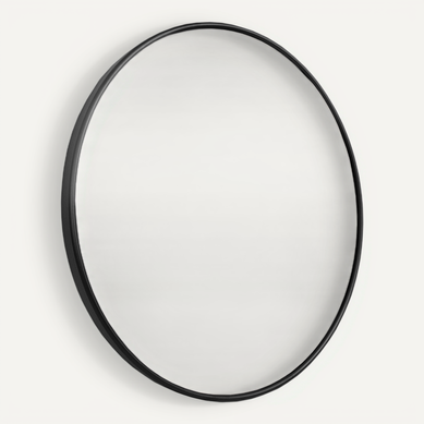 Miroir Mural Diamètre 40 Cm Cadre En Aluminium Noir 03_0007934