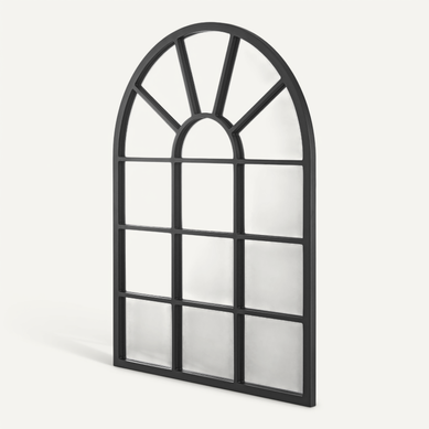 Miroir Mural Forme Fenêtre Arrondie 80 X 60 Cm Noir Mat 03_0007958