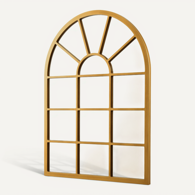 Miroir Mural Forme Fenêtre Arrondie 80 X 60 Cm Or 03_0007959