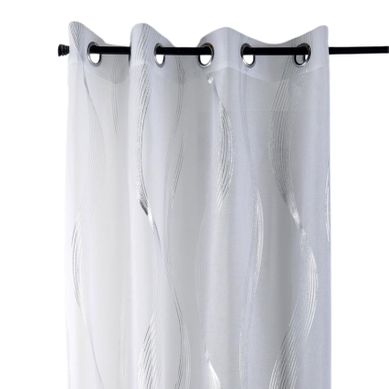 Voilage Rayures Ondulées Métalisées - 135x240 Cm - Blanc
