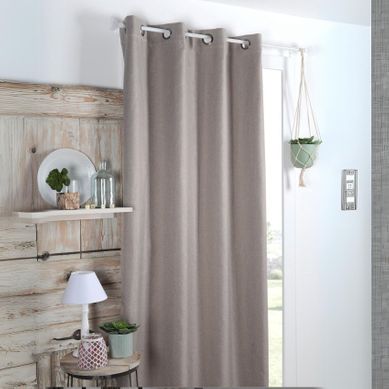 Rideau Occultant Uni Tramé - 140x260 Cm - Beige