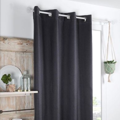 Rideau Occultant Uni Tramé - 140x260 Cm - Gris Anthracite