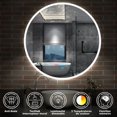 Miroir Led Salle De Bain Miroir LED Ovale HOKO 50x90 Cm Avec Cadre Noir - Éclairage Adjustable Et Anti-Buée - Salle De Bain Miroir Coiffeuse Led Ajustable