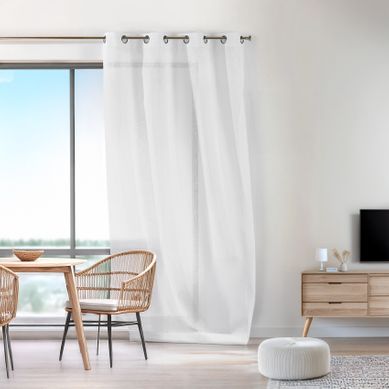 Voilage À Oeillets En Alu Brossé - 145x260 Cm - Blanc