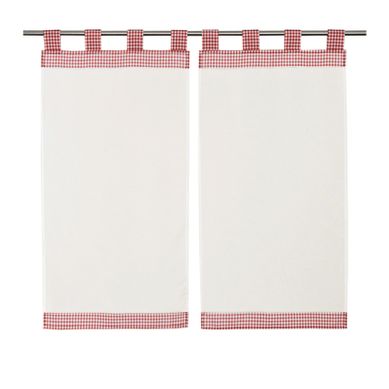 Paire De Petit Voilage Vichy Rouge Et Blanc - 45x90 Cm - Rose
