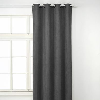Rideau Uni - Effet Suédine - 145x260 Cm - Gris Foncé