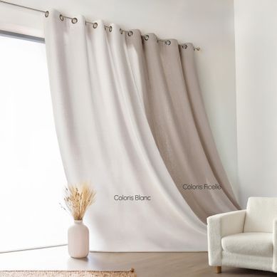 Rideau Uni Campagne Chic Poly-lin - 135x260 Cm - Ficelle