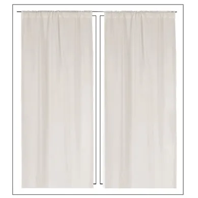 Paire De Petits Voilages Droits Unis - 45x180 Cm - Naturel