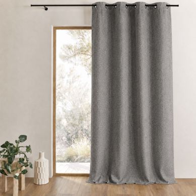Rideau Uni Jacqaurd À Oeillets - 145x240 Cm - Gris Foncé