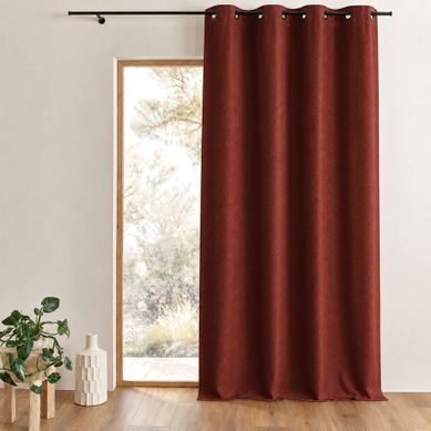 Rideau Uni Jacqaurd À Oeillets - 145x240 Cm - Rouge
