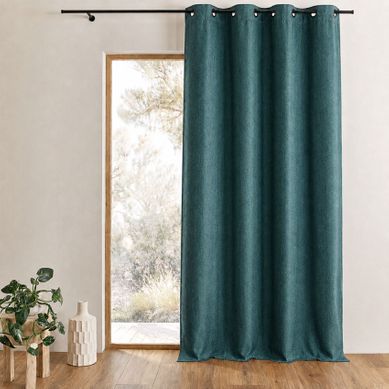 Rideau Uni Jacqaurd À Oeillets - 145x240 Cm - Vert Emeraude