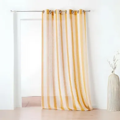 Voilage Fantaisie Avec Des Rayures Verticales - 150x280 Cm - Jaune Ocre