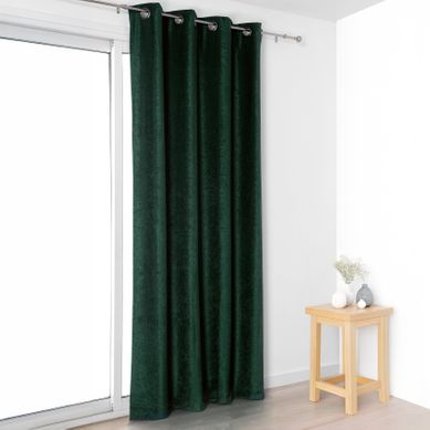 Rideau - Effet Velours Velouté Uni - 140x245 Cm - Vert Emeraude