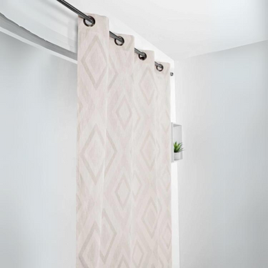 Voilage À Tendance "géométrique" - 140x270 Cm - Beige