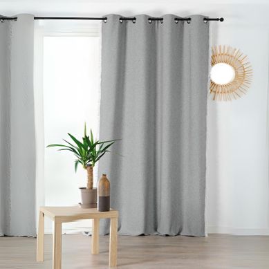 Rideau Poly-laine Avec Franges Sur Les Bords - 150x240 Cm - Gris Souris